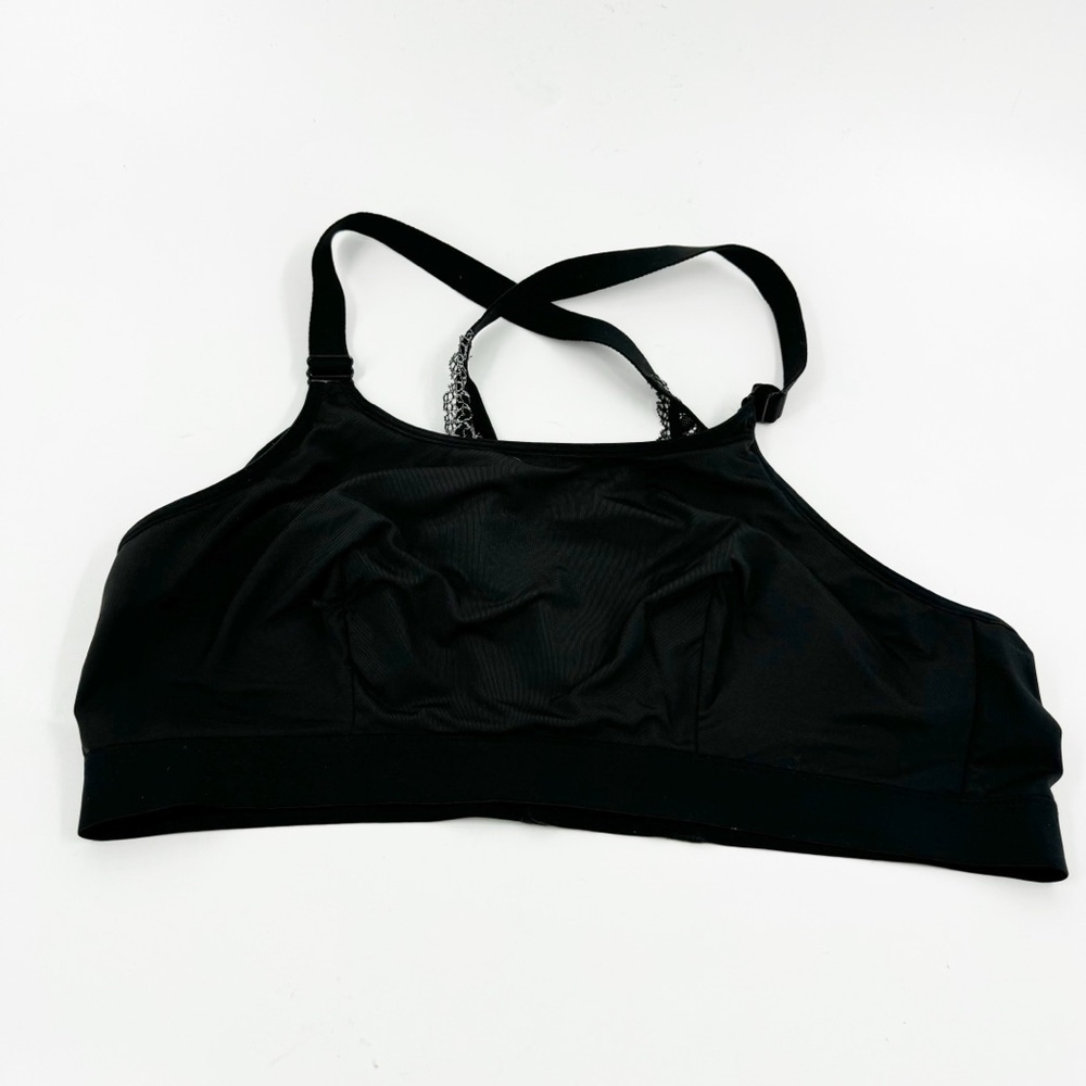 ✅ CACIQUE BLACK‎ LACE CRISS CROSS BRALETTE SIZE 18/20